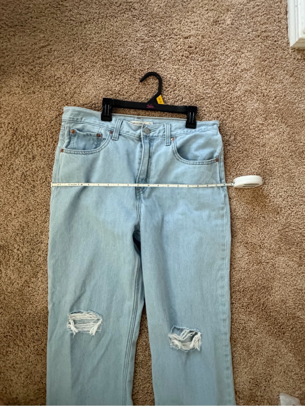 Levi’s Low Pro Straight Leg Light Wash Denim Jeans Size 30 Ripped Knees 30x30 - Picture 10 of 13